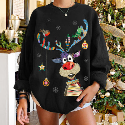 Christmas Oversized Sweatshirts Cute Reindeer