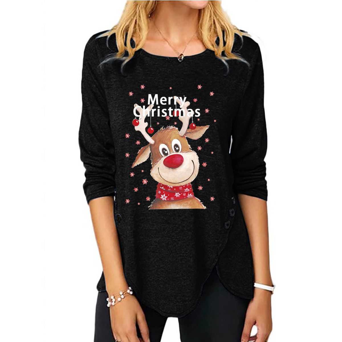 Button Christmas Blouse