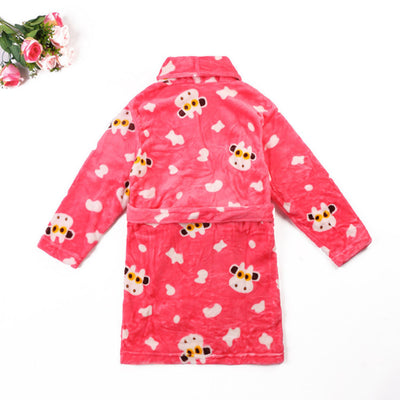 Girl's Pink Cow Print Robe