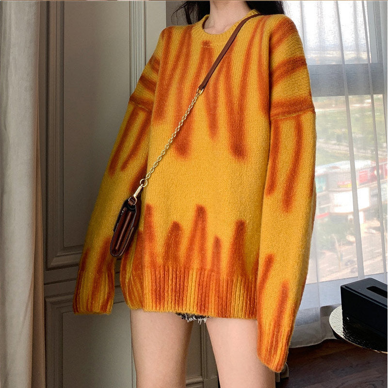 Tie-dye Sweater Drop Shoulder Sweater