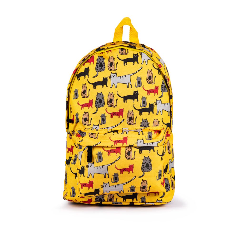 Cat Print Yellow Backpack