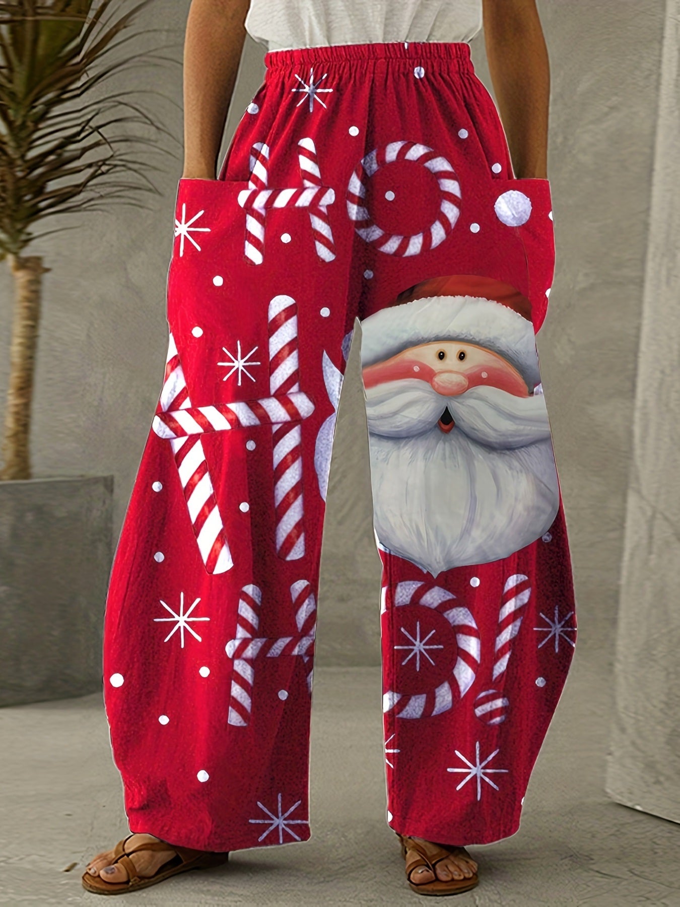 Christmas Santa Print Pants