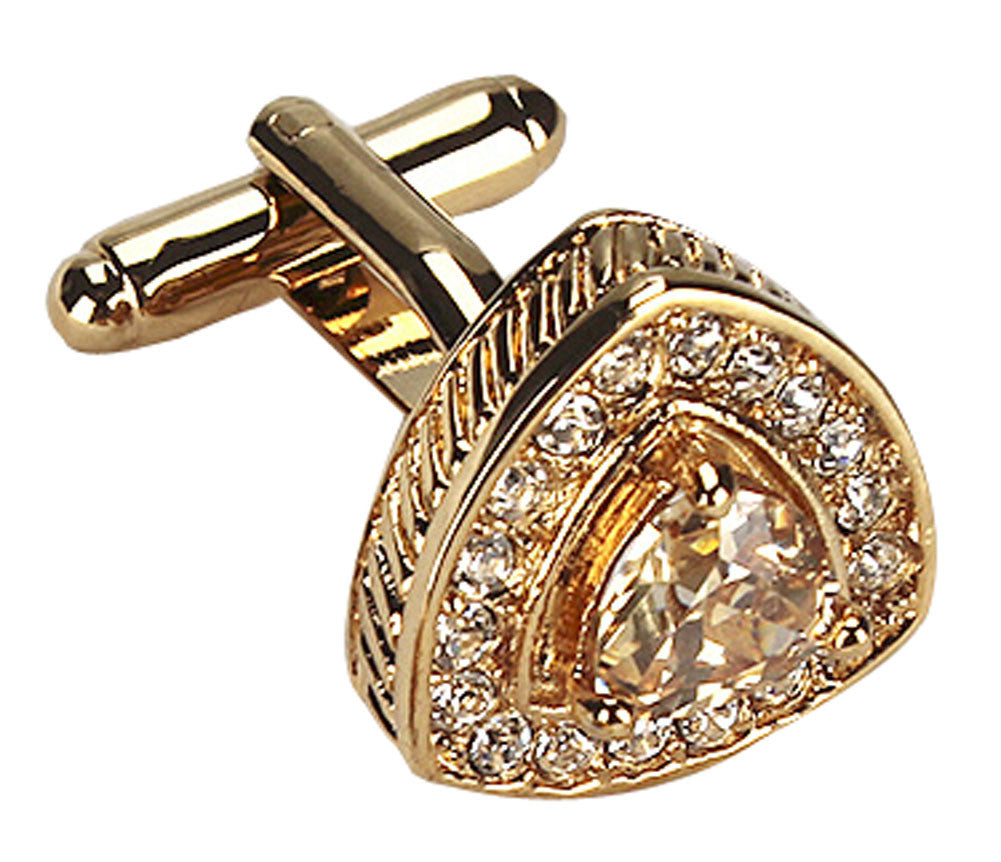 Golden Rhinestone Cufflinks Stainless Steel