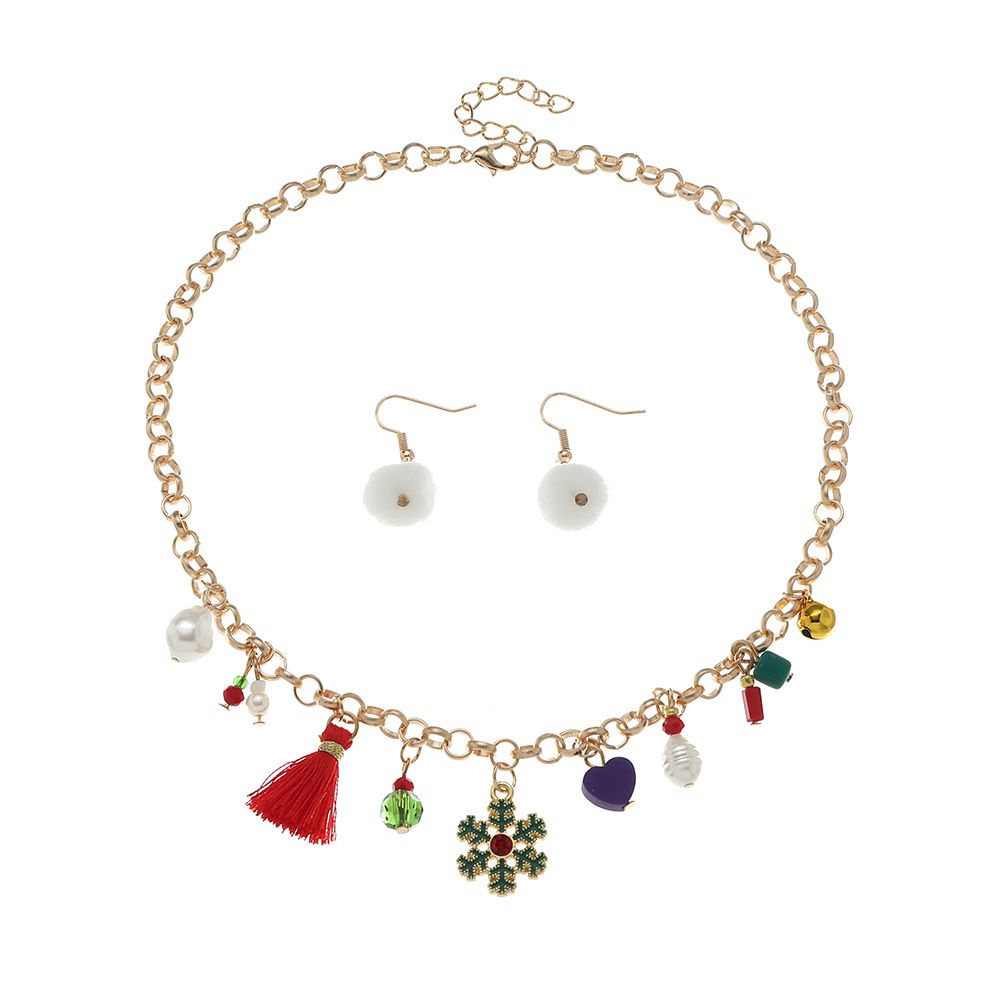 Christmas Necklace And Earrings Set