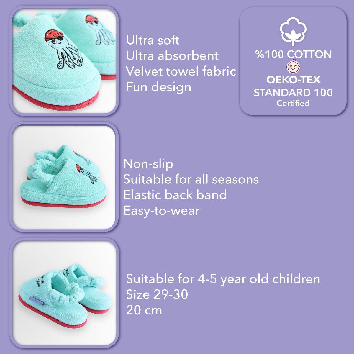 Sailor Octopus Kids House Slippers