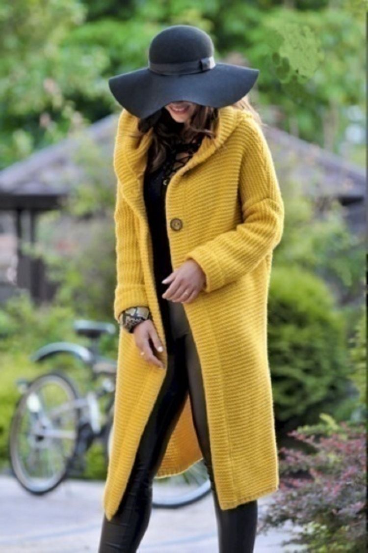 Solid Color Long Hooded Cardigan