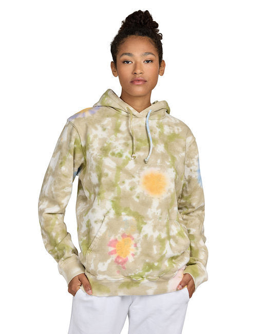 US Blanks Unisex Flower Tie-Dye Hooded Sweatshirt