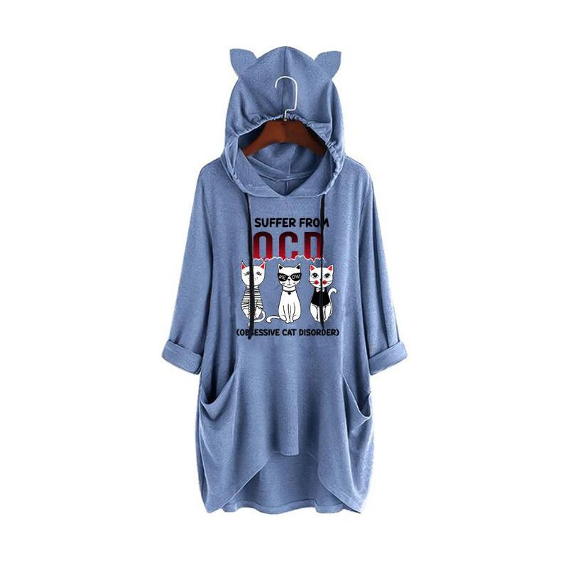 Cartoon print irregular hoodie