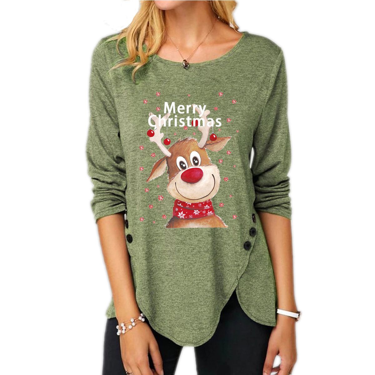 Button Christmas Blouse