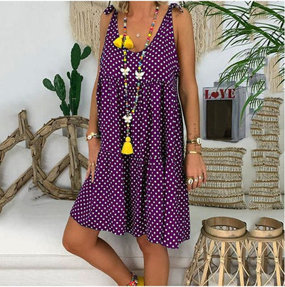 Dot Print Plus Size Strap Dress