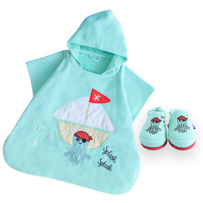 Kids Poncho and House Slippers Sailor Octopus