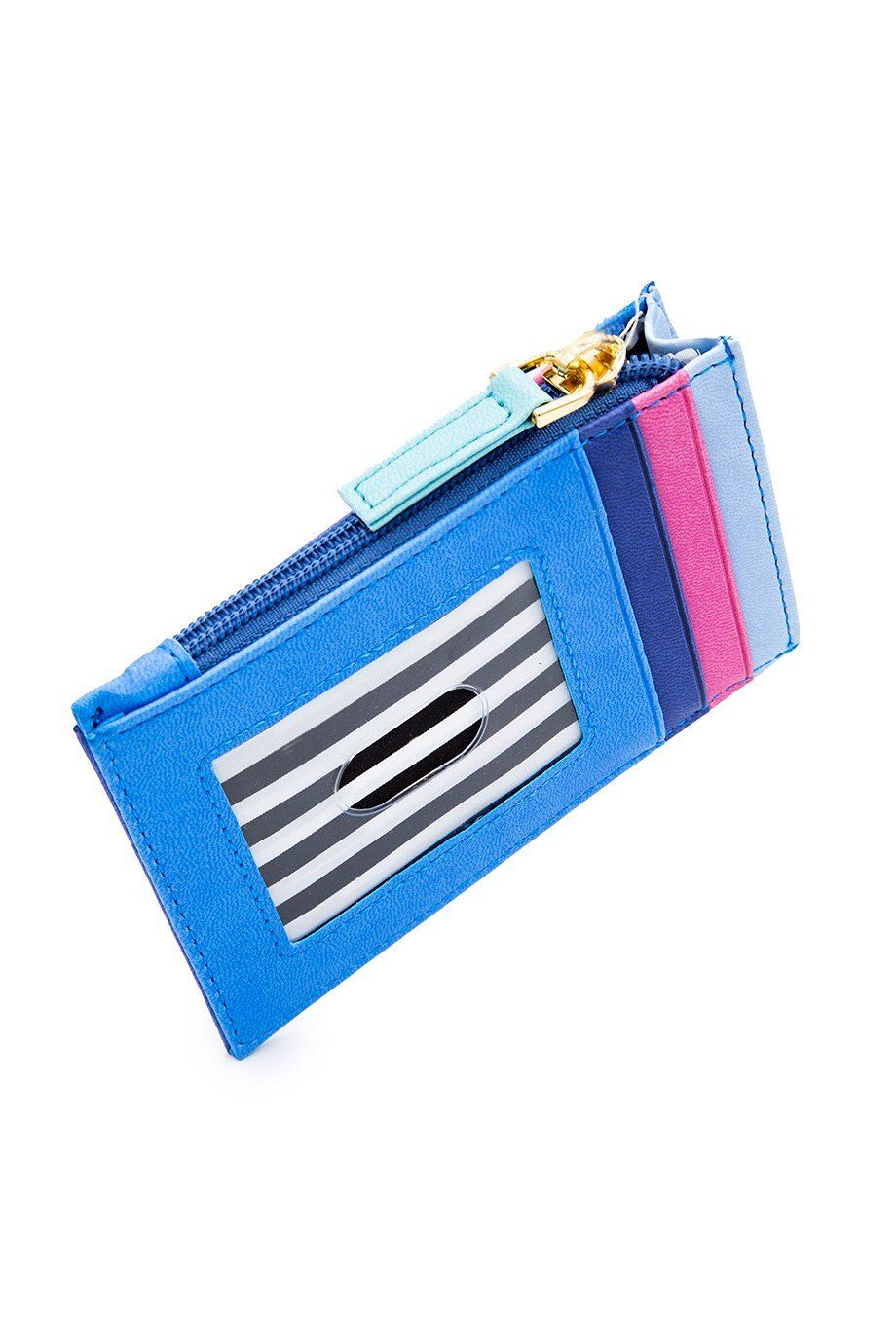 Blue/Pink Zippered Card Holder