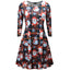 Santa Print Swing Flared Dress