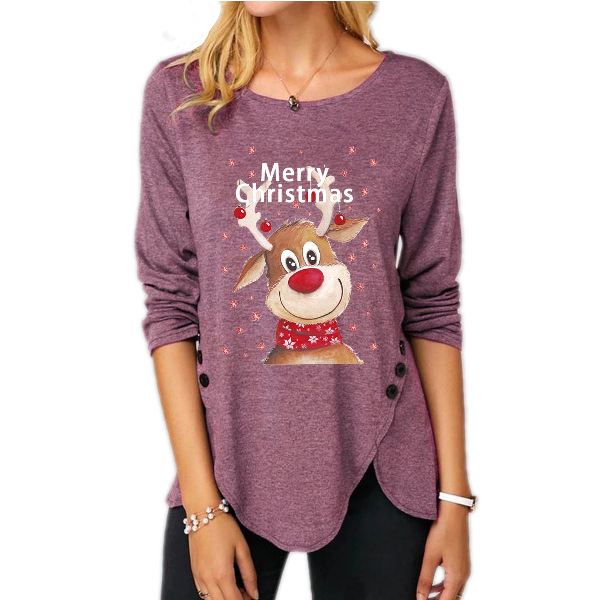 Button Christmas Blouse