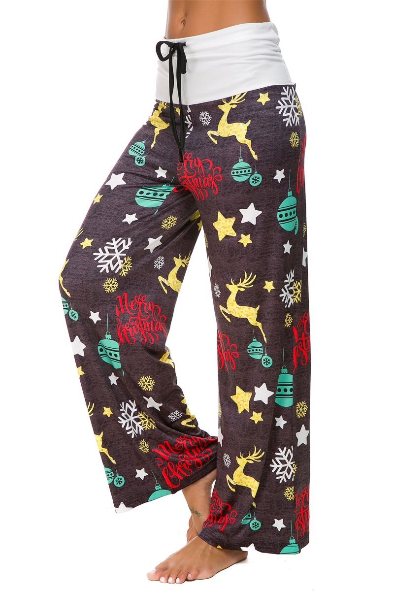 Christmas Snowflake & Elk Wide Leg Pants