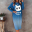 Cat printed long sleeve dress