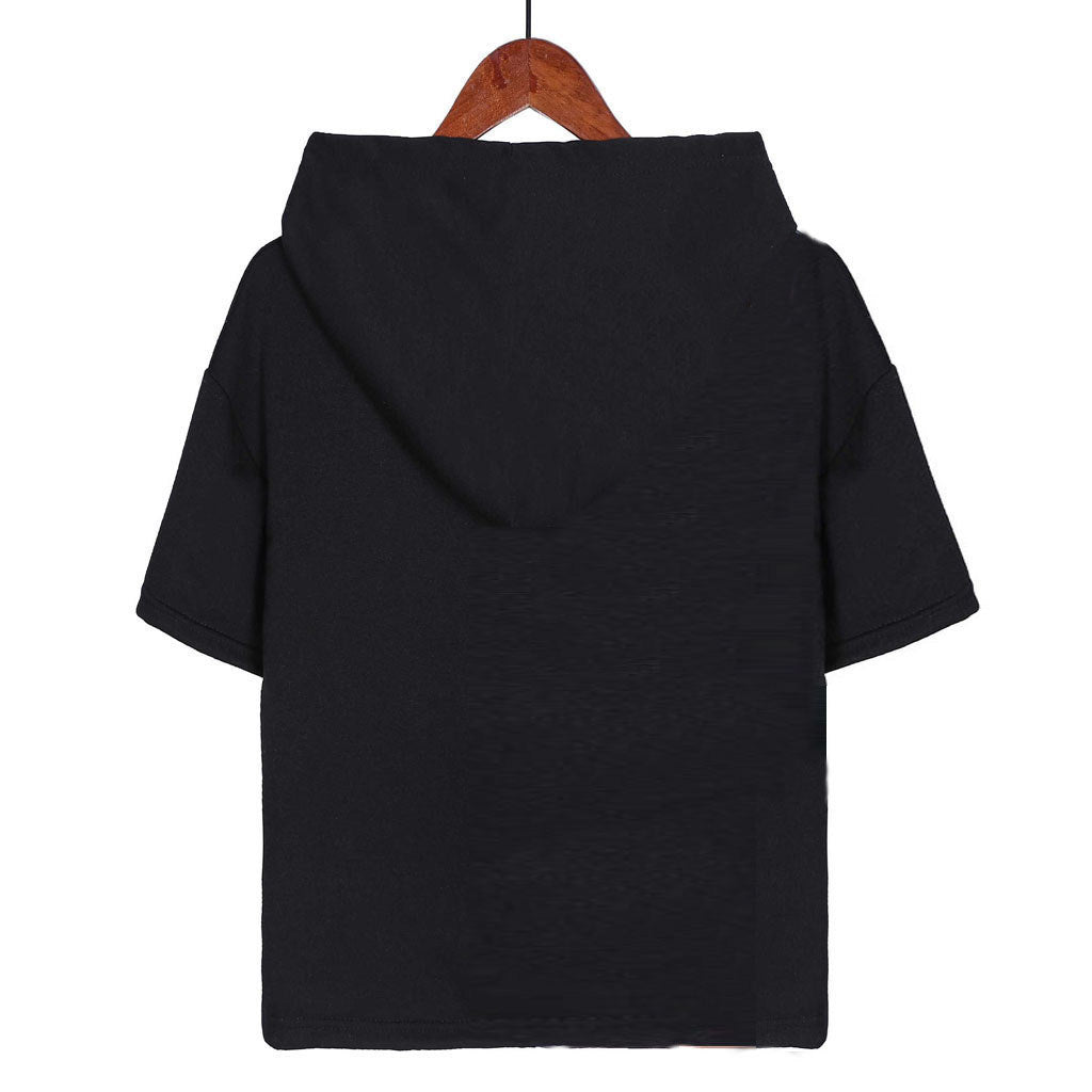 Short-Sleeved Pocket hoodie T-shirt