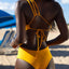 Solid Color High Waist Swimsuit