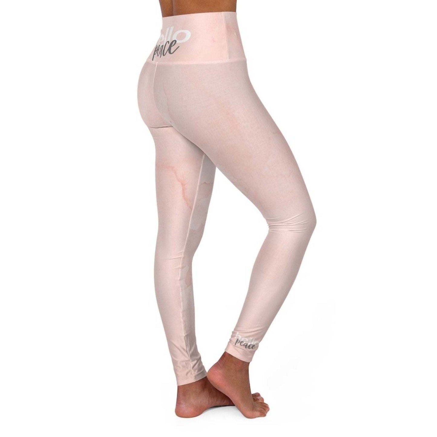 inQue.Style High Waisted Yoga Leggings, Peach Marble Style Fitness Pants