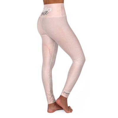 inQue.Style High Waisted Yoga Leggings, Peach Marble Style Fitness Pants