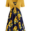 Two-piece sunflower print dress