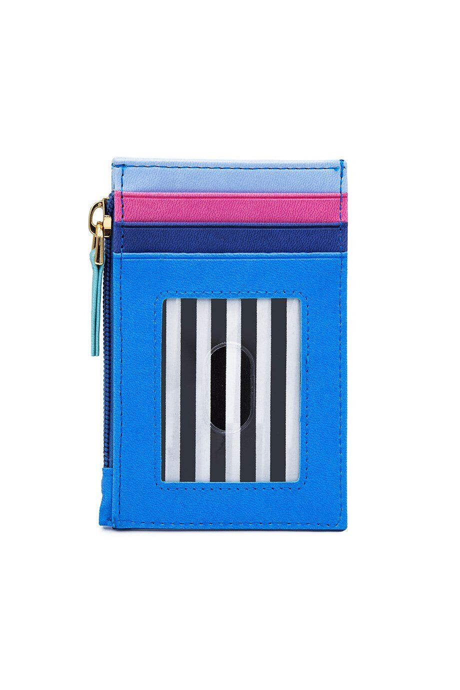 Blue/Pink Zippered Card Holder