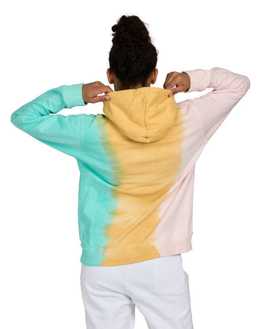 US Blanks Unisex Rainbow Tie-Dye Hooded Sweatshirt