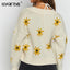 Preppy Style Flower Knit Cardigan