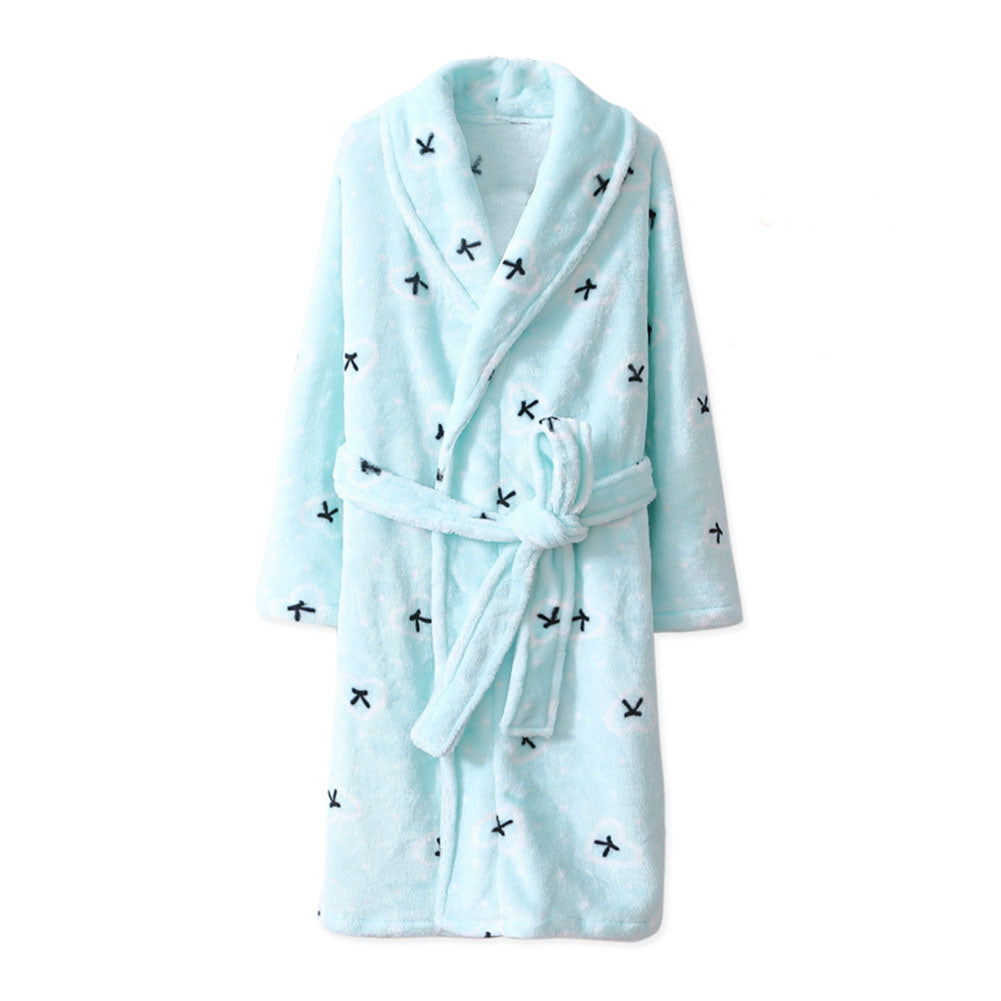 Plush Bathrobe Blue Love Bow