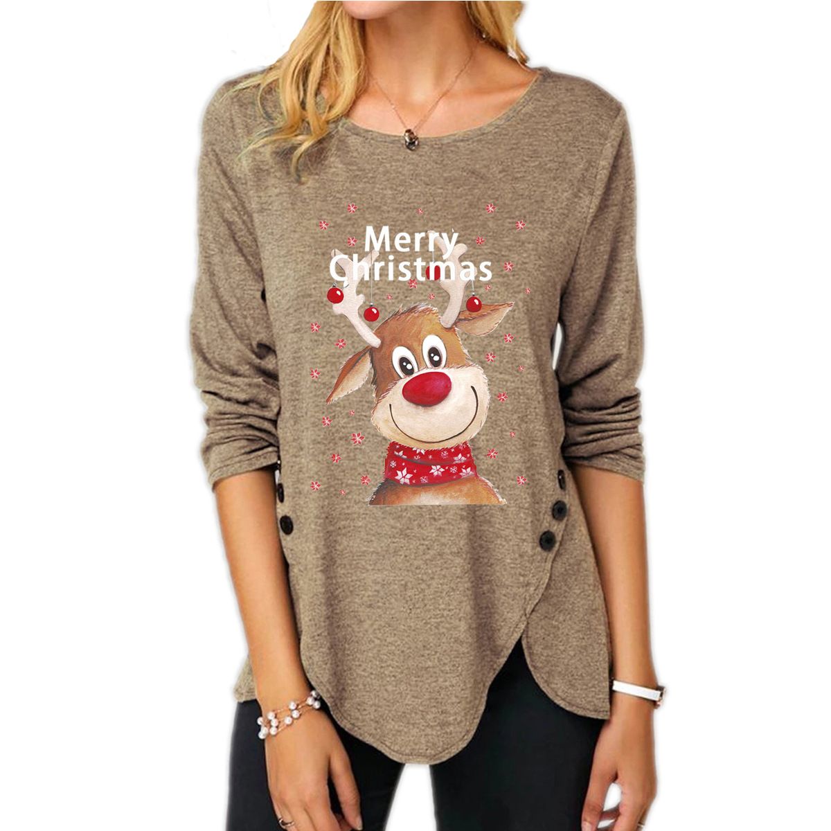 Button Christmas Blouse