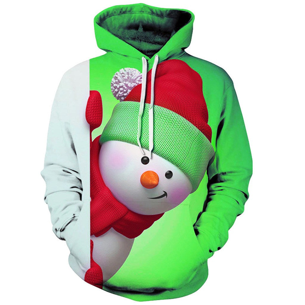 Snowman Print Christmas Hoodie