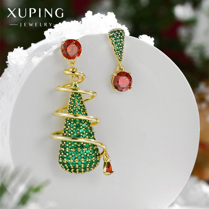 Zirconia Christmas tree drop earrings