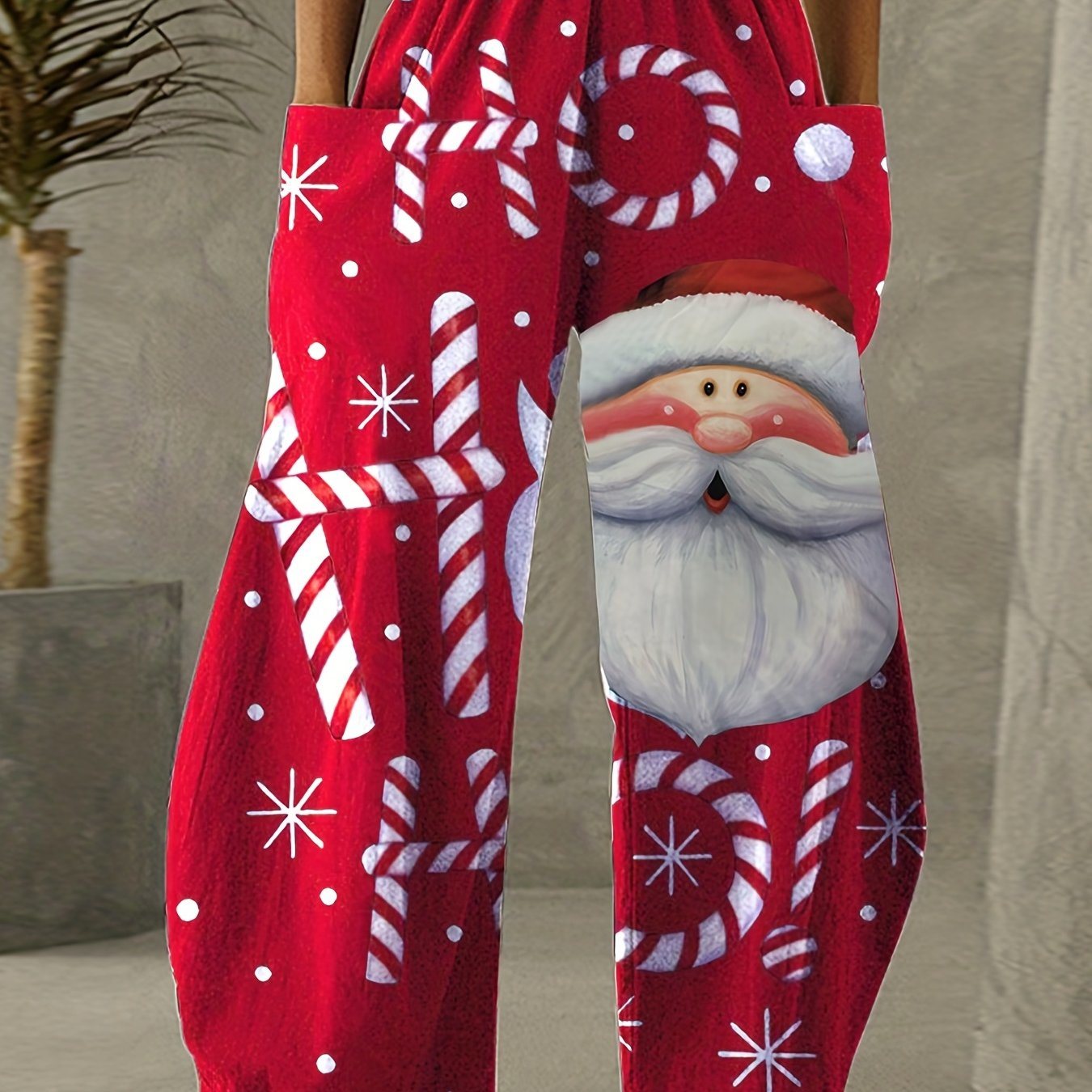 Christmas Santa Print Pants