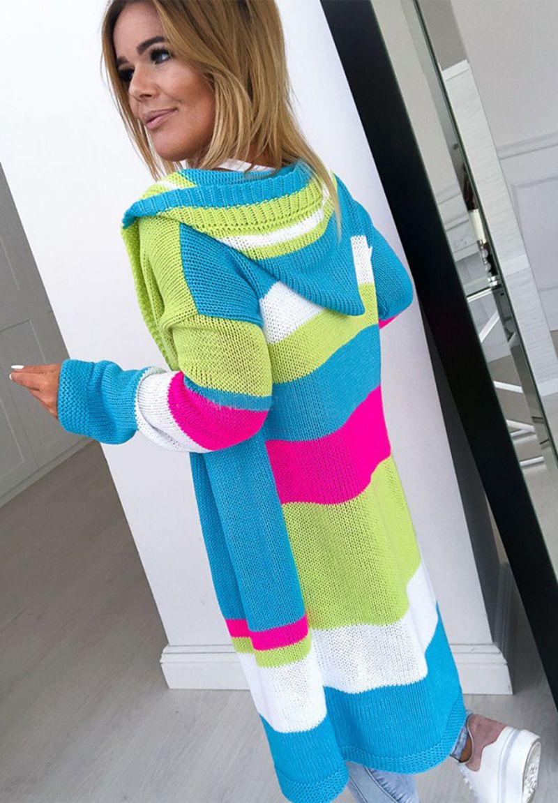 Multicolor Stitching Long Knit Sweater