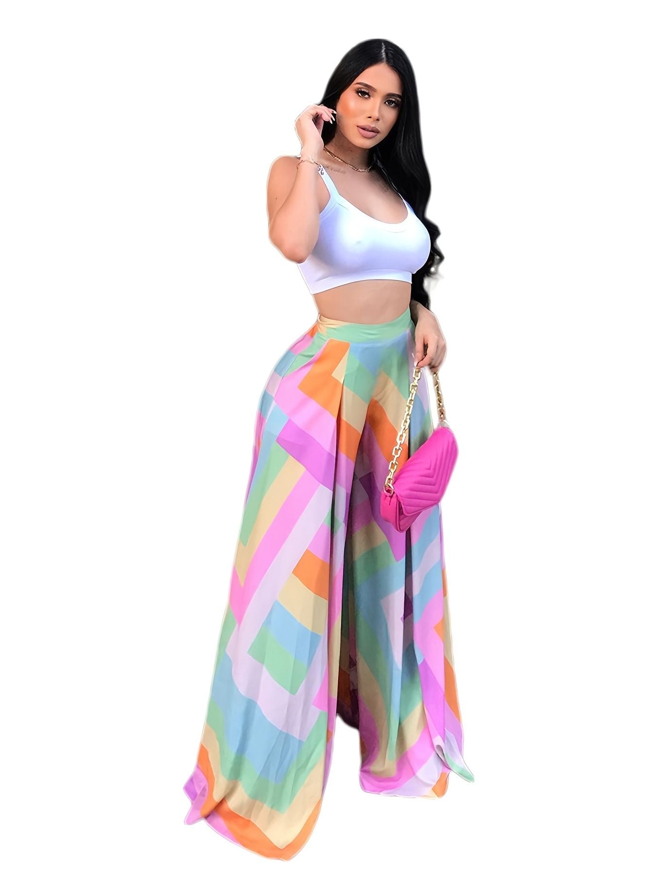 Color Block Wide Leg Pants