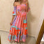 Multicolor strapless printing dress