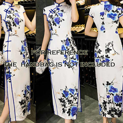 Blue and White Porcelain Cheongsam Dress