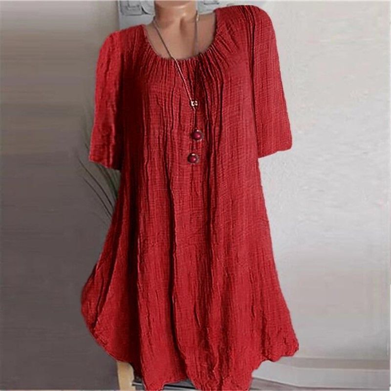 Solid Color Irregular Sleeve Dress