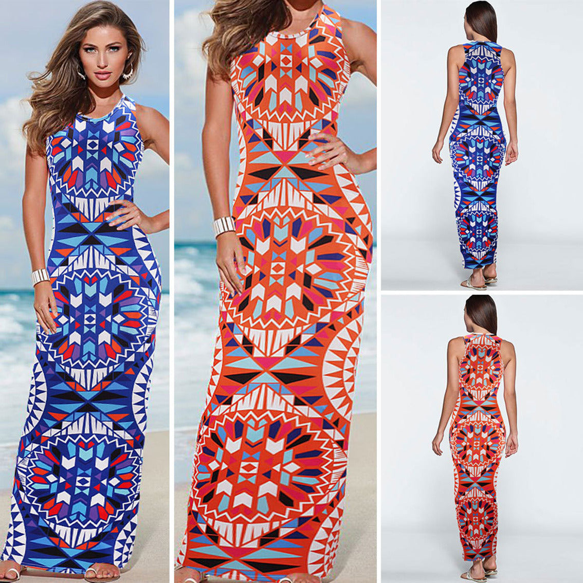 Slimming color print dress