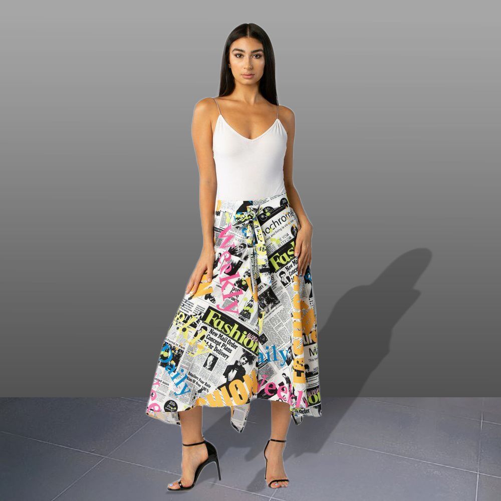 Newspaper Letters Multicolor Irregular Skirt