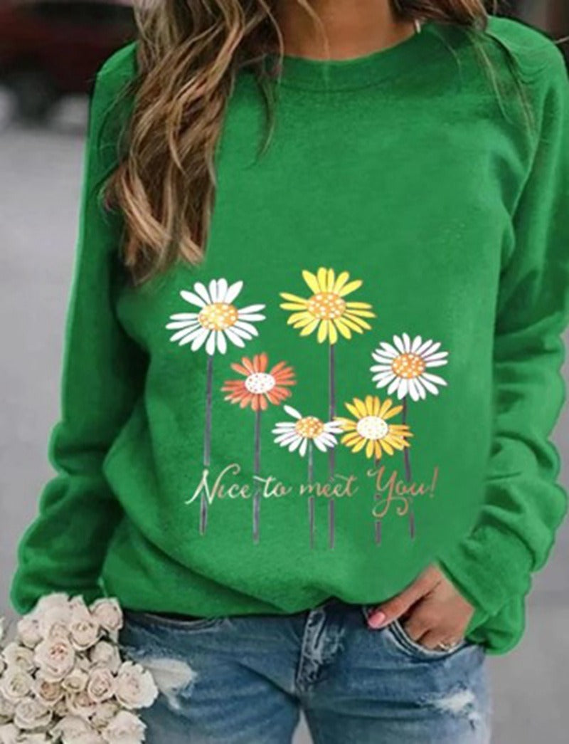 Casual Printed Crew Neck Sweater