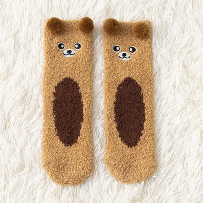 5 Pairs Cartoon Animal Fuzzy Socks