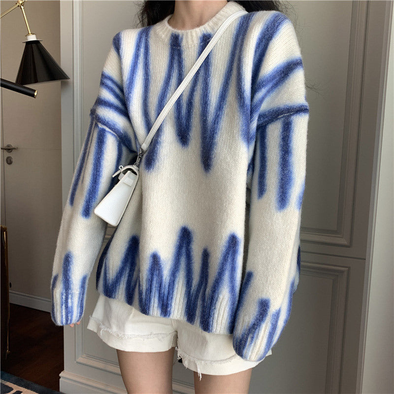 Tie-dye Sweater Drop Shoulder Sweater