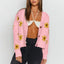 Preppy Style Flower Knit Cardigan