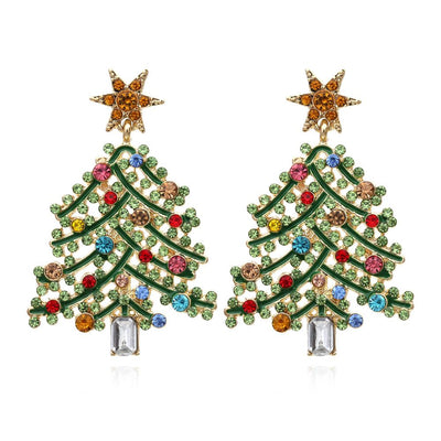 Diamond Christmas Tree Earrings