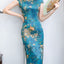 Blue Printed  Cheongsam Dress