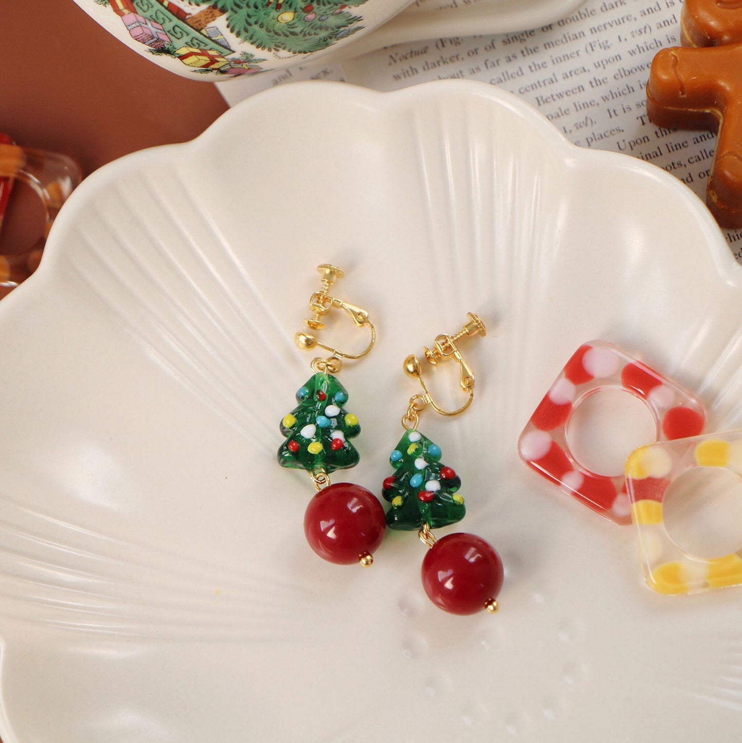 Christmas Tree Glazed Earrings