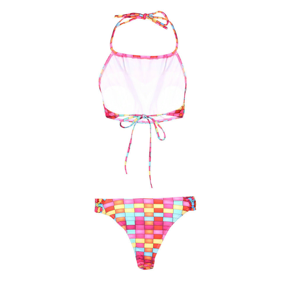 Lattice Straps Split Swimsuit