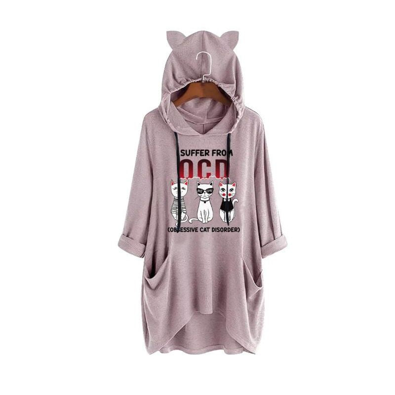 Cartoon print irregular hoodie