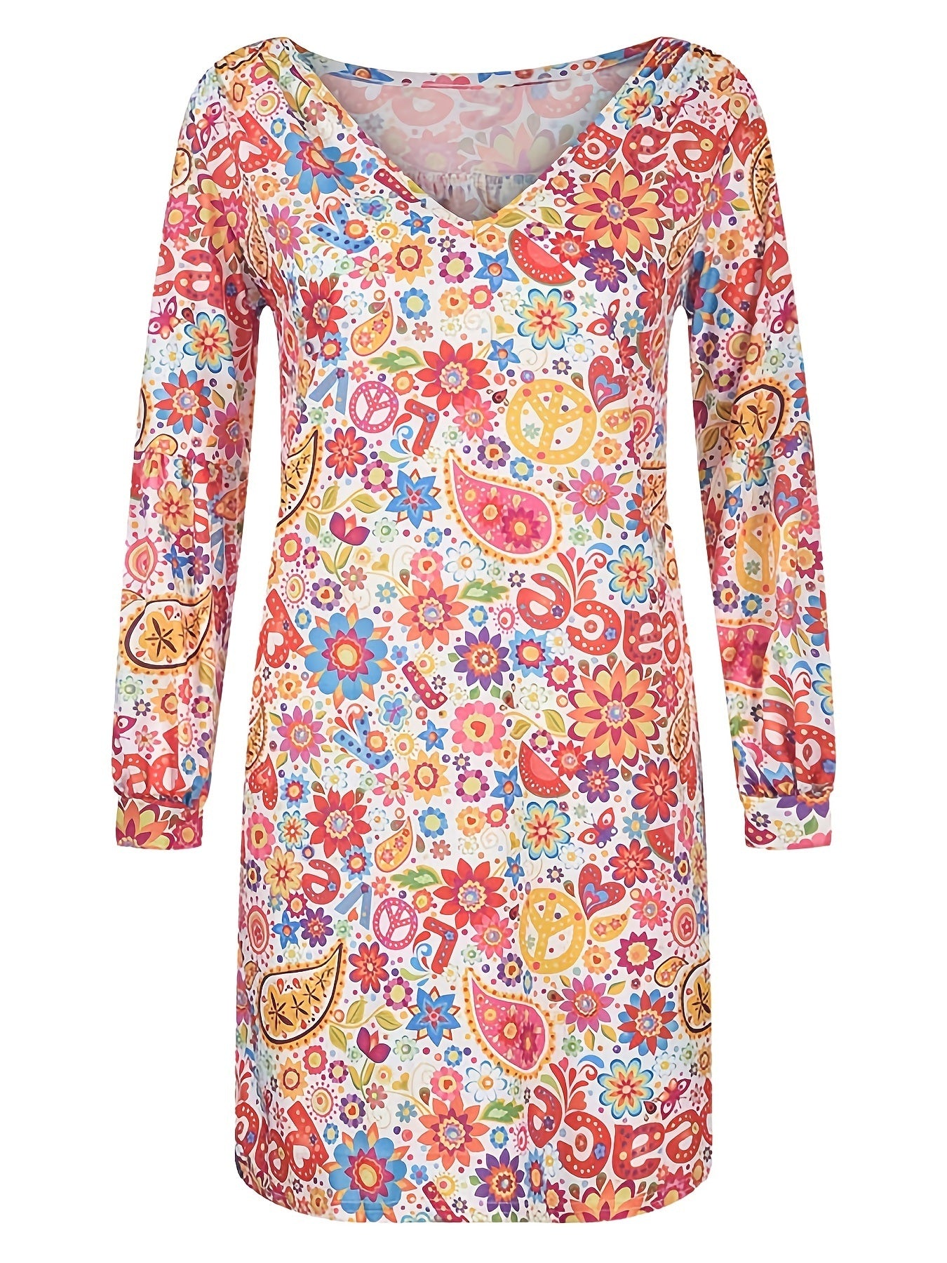 Plus Size Floral Long Sleeve Dress